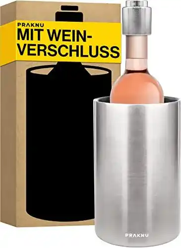 Weinkühler Praknu mit Weinverschluss aus doppelwandigem Edelstahl