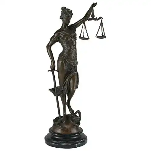 Justitia Statue aus Bronze mit Waage und Schwert 41 cm