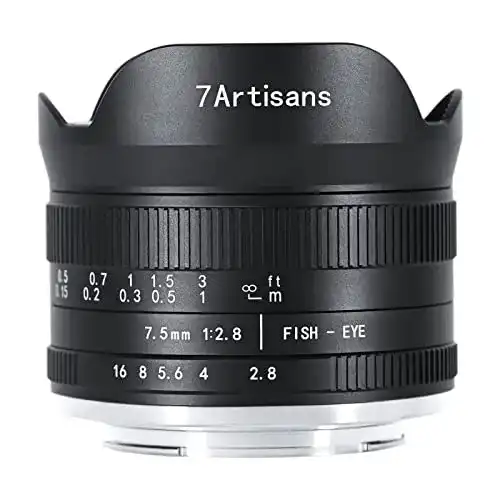 7artisans 7,5 mm f2.8 Mark II Fisheye-Objektiv für APS-C Kameras
