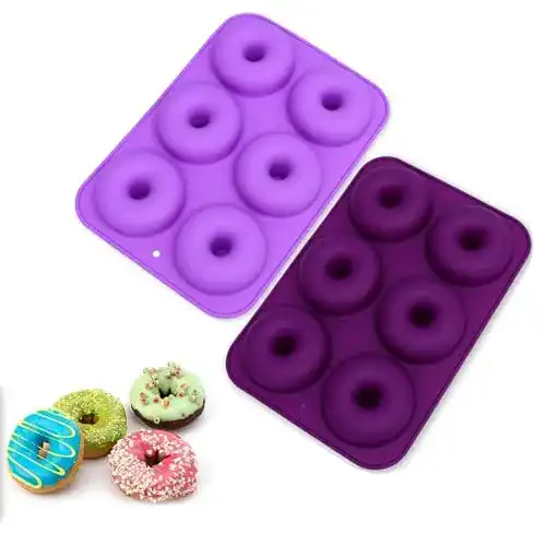 Silikon Donut Formen MEISO 6-Slot Set für Kuchen, Kekse und Muffins