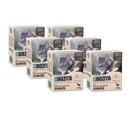 Bozita Katzenfutter Häppchen in Gelee mit Ente Multibox