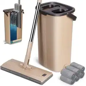 Putzeimer MASTERTOP Wischmopp Set mit Mikrofaser-Pads für die Bodenreinigung