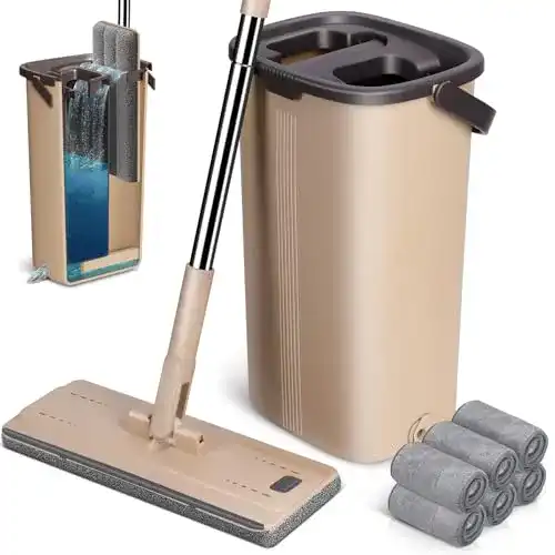 Putzeimer MASTERTOP Wischmopp Set mit Mikrofaser-Pads für die Bodenreinigung