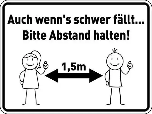 Abstandsschild aus Kunststoff PVC für Sicherheitsinformationen