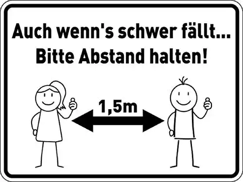 Abstandsschild aus Kunststoff PVC für Sicherheitsinformationen