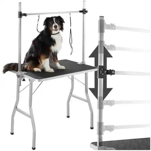 Trimmtisch tectake 402893 für Hunde und Katzen mit höhenverstellbarem Galgen