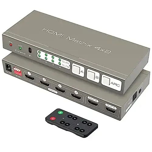HDMI-Matrix 4×2 Vedindust HDMI Switcher für 4 Quellen und 2 Ausgänge