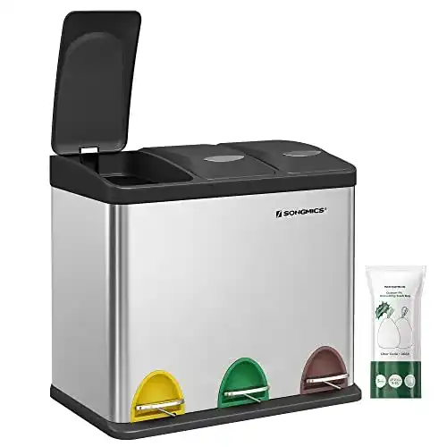 Geruchsdichter Mülleimer von Songmics für Küche, 3 x 8 Liter