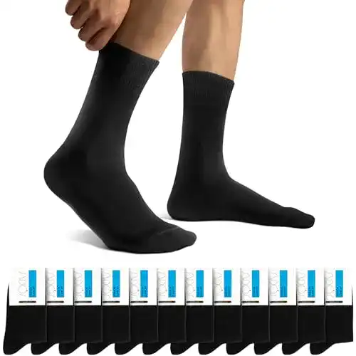 Falechay Herren Business Socken in Schwarz, 12 Paar, Größe 43-46