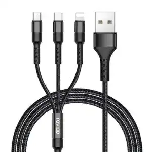 Raviad Multi USB Ladekabel 1,2m 3-in-1 Nylon für verschiedene Geräte