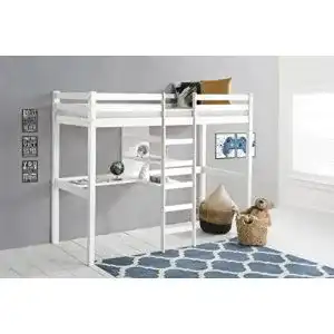 Hochbett mit Schreibtisch für Kinder aus massiver Kiefer 90×200 cm