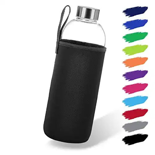 Glas-Trinkflasche 1 Liter NOMA Umweltfreundliche Glasflasche für Alltag und Freizeit