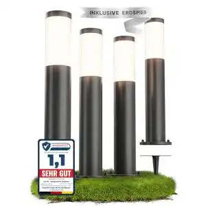 Gartenleuchte Mato 4er Set Wegeleuchten mit Erdspieß und E27 Fassung