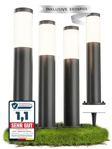 Gartenleuchte Mato 4er Set Wegeleuchten mit Erdspieß und E27 Fassung