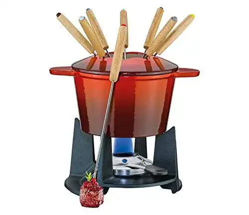 Fondue-Set aus Gusseisen Grenoble mit Rechaud und 8 Fonduegabeln