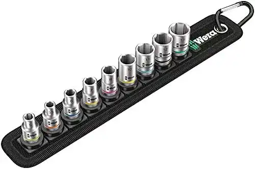 Wera 05003883001 Belt 4 Zyklop Steckschlüssel-Set, 9-teilig, 1/4″-Antrieb