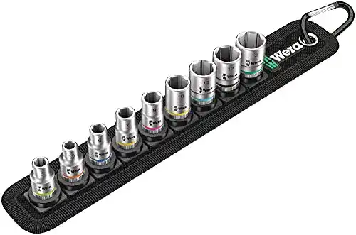 Wera 05003883001 Belt 4 Zyklop Steckschlüssel-Set, 9-teilig, 1/4″-Antrieb
