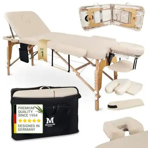 Mobile Massageliege Massunda aus Vollholz klappbar und flexibel