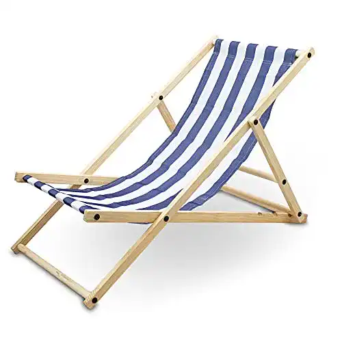Strandstuhl Bituxx Liegestuhl aus Holz für Garten und Balkon