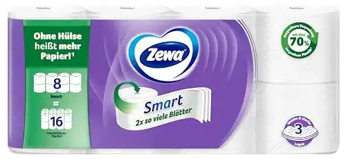 Toilettenpapier Zewa Smart trocken 3-lagig ohne Papierhülse