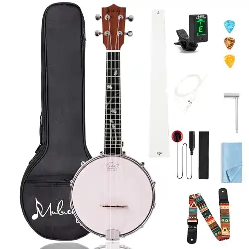 Banjolele Mulucky 4-saitiges Banjo-Ukulele, Konzertgröße 23 Zoll