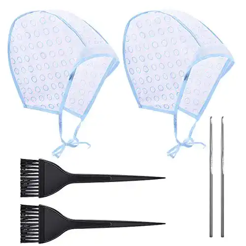 Strähnchenhaube Kiiwah 2 Set mit Haarfärbepinsel und Metallhaken