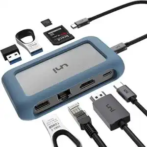USB-C Hub für MacBook Uni 8-in-1 Aluminium mit abnehmbarem Kabel