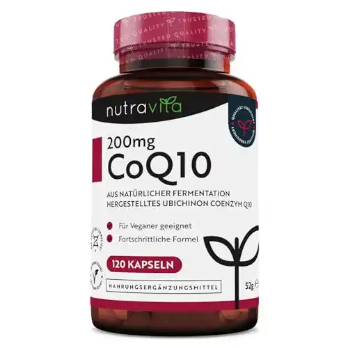 Coenzym Q10 Nutravita 200 mg – 120 vegane Kapseln zur Nahrungsergänzung
