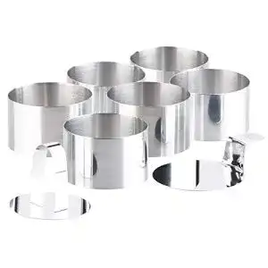 Dessertringe Rosenstein & Söhne: 6 Dessert-Speiseringe 8 cm mit Heber und Stampfer