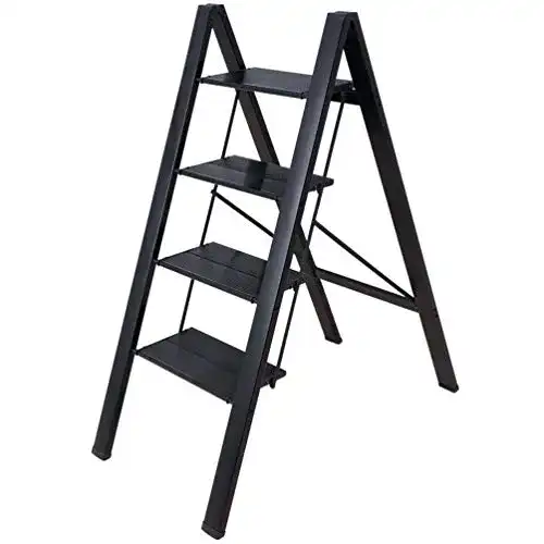 BAOYOUNI Trittleiter Leichte Klapptrittleiter aus Aluminium mit 4 Stufen