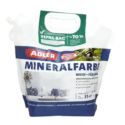 Silikatfarbe Innen ADLER Mineralfarbe Weiß 7 kg Nachfüllbeutel
