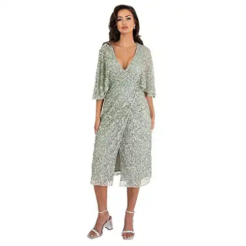 Cocktailkleid Maya Deluxe Damen Midi Dress mit Pailletten