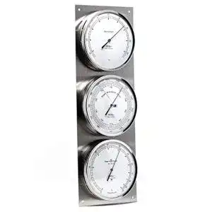 Analoge Wetterstation Fischer 829-01 Außenwetterwarte mit Edelstahl-Gehäuse