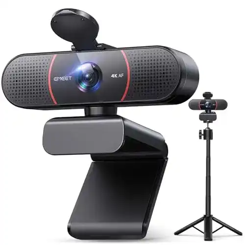 Emeet C960 4K Webcam mit Weitwinkel, Dual Mikrofon und Objektivabdeckung