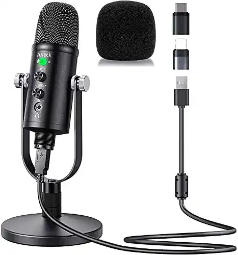 Aveek USB Mikrofon für PC und Telefon, Kondensatormikrofon