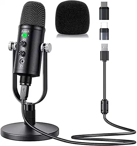Aveek USB Mikrofon für PC und Telefon, Kondensatormikrofon
