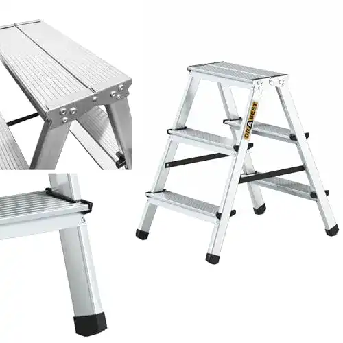 Aluminium Trittleiter mit 3 Stufen von Drabest