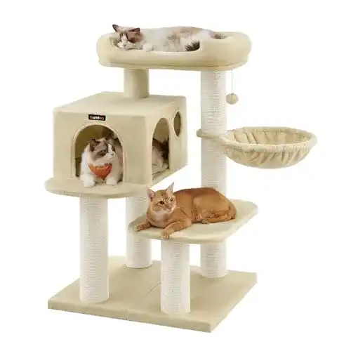 Feandrea Kratzbaum für große Katzen, XXL, hochbelastbar, beige PCT01M
