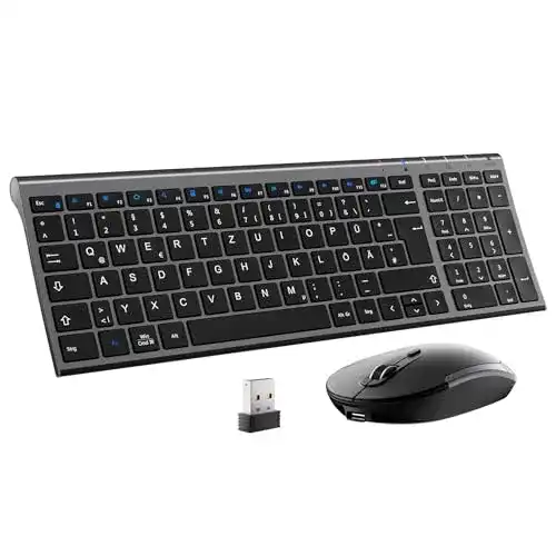 iClever GK03 kabelloses 2.4G Tastatur und Maus Set aus Aluminium
