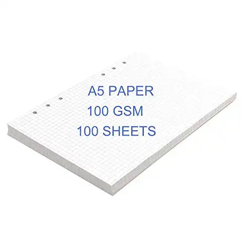 A5 Papier ThxMadam 6 Loch Kariert Nachfüllpapier 100 Blätter