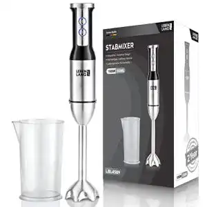 Stabmixer Edelstahl 1000W mit Spritzschutz und 8 Geschwindigkeitsstufen