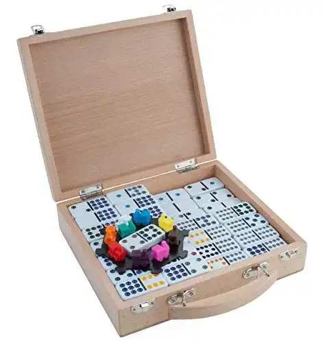 Domino-Spiel Engelhart 250150 Mexican Train Domino im Holzkoffer