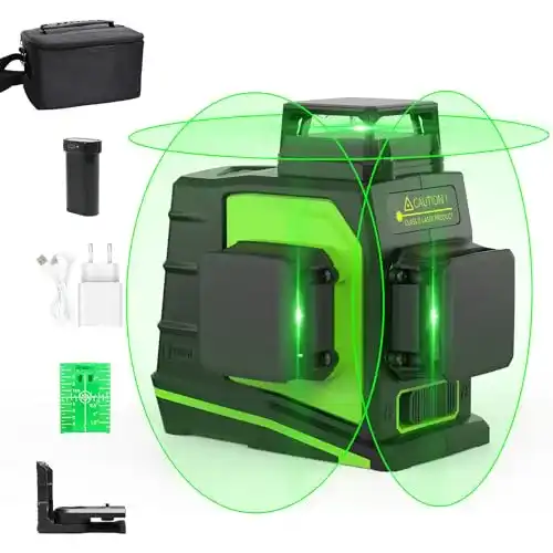 Huepar 3D Kreuzlinienlaser mit grüner Laser-Technologie, 360 Grad