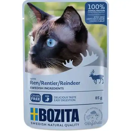 Bozita Katzenfutter Häppchen in Gelee mit Rentier 12x 85g