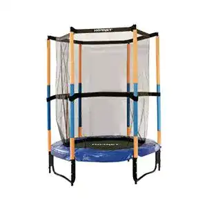 Hudora 65596 Hornet Kindertrampolin mit 140 cm Durchmesser und Sicherheitsnetz