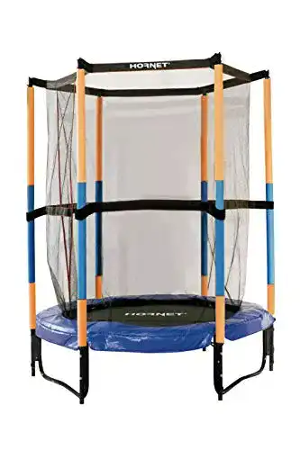 Hudora 65596 Hornet Kindertrampolin mit 140 cm Durchmesser und Sicherheitsnetz