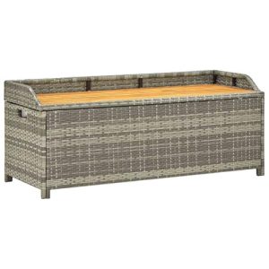 Gartenbank mit Stauraum aus Poly-Rattan – Sitzbank mit Kissentruhe