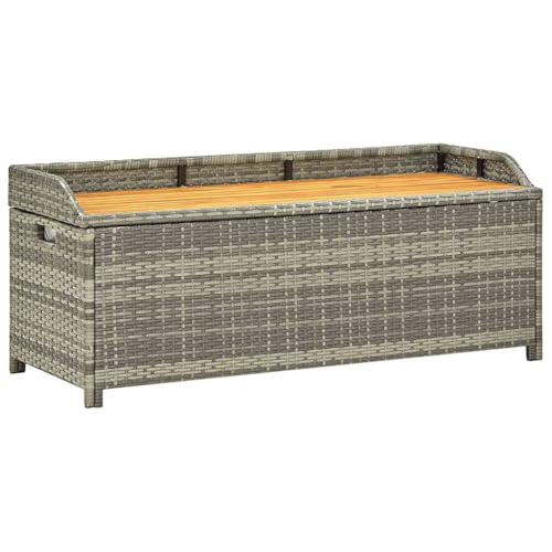 Gartenbank mit Stauraum aus Poly-Rattan – Sitzbank mit Kissentruhe