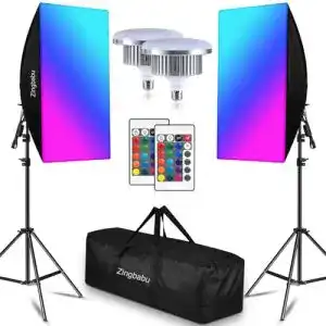 Softbox-Set Zingbabu Fotostudio mit 2 Softboxen und 150W LED