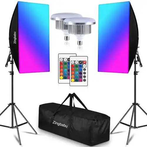 Softbox-Set Zingbabu Fotostudio mit 2 Softboxen und 150W LED